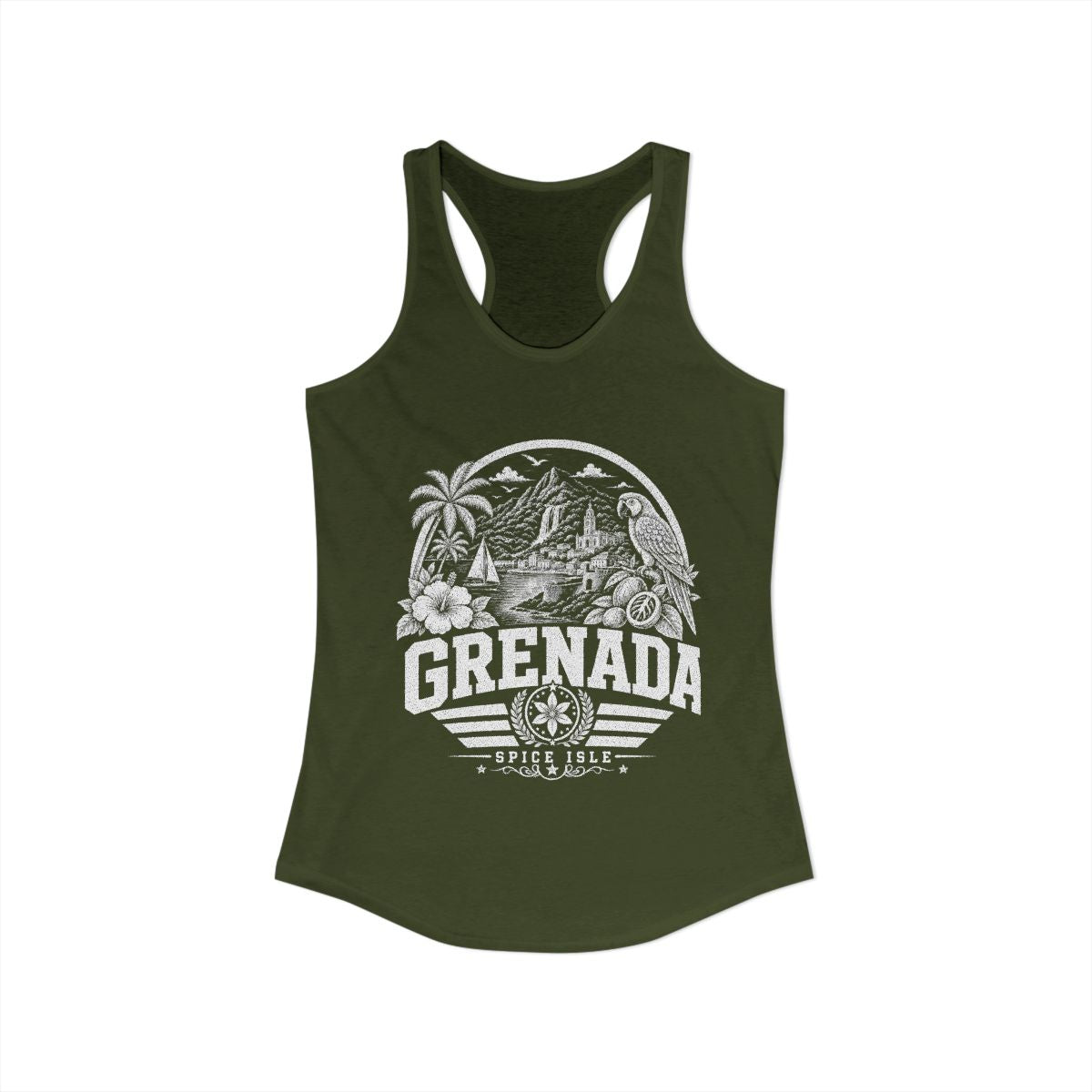 Grenada vintage landmarks tank top — iconic landmark design | Nameshi Destinations (view 5)