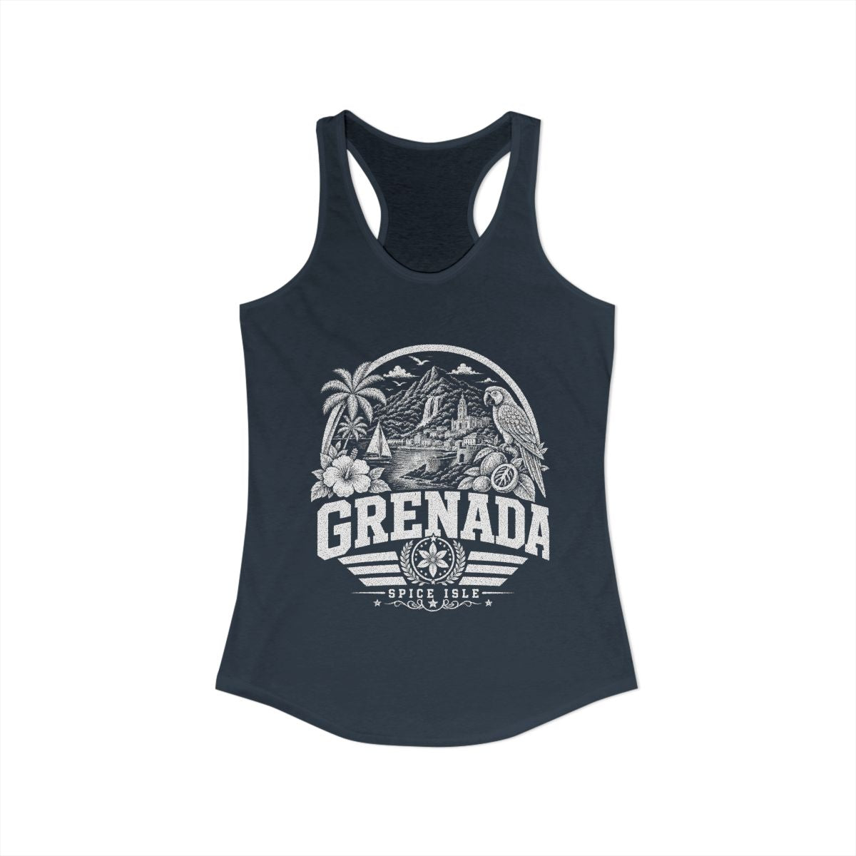 Grenada vintage landmarks tank top — iconic landmark design | Nameshi Destinations (view 9)