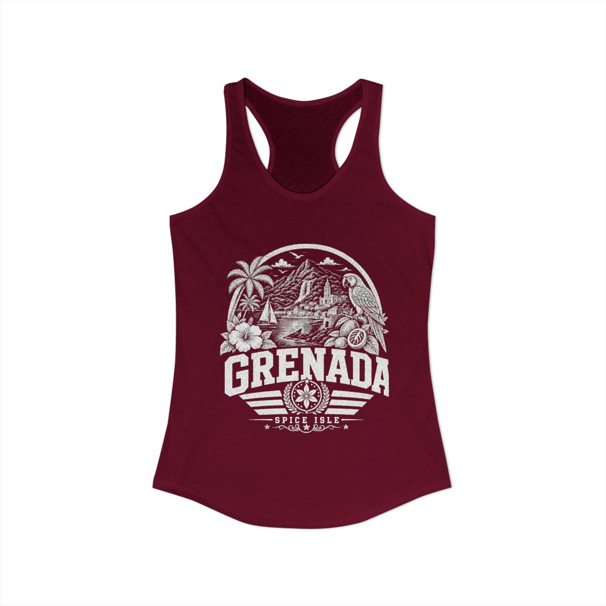 Grenada vintage landmarks tank top — iconic landmark design | Nameshi Destinations (view 15)