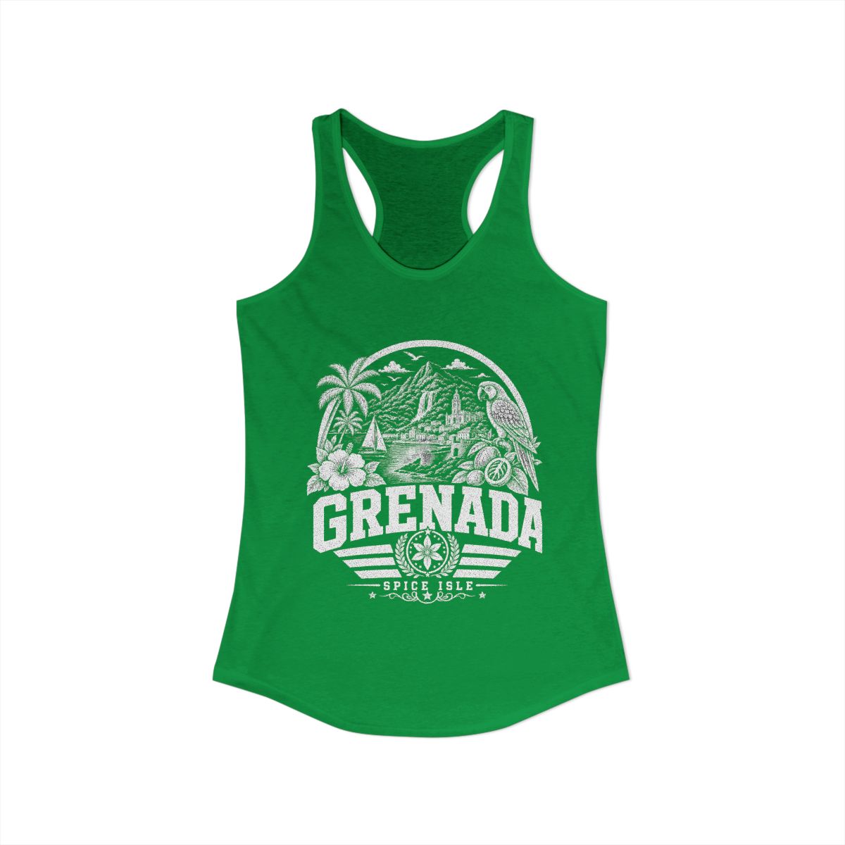 Grenada vintage landmarks tank top — iconic landmark design | Nameshi Destinations (view 7)