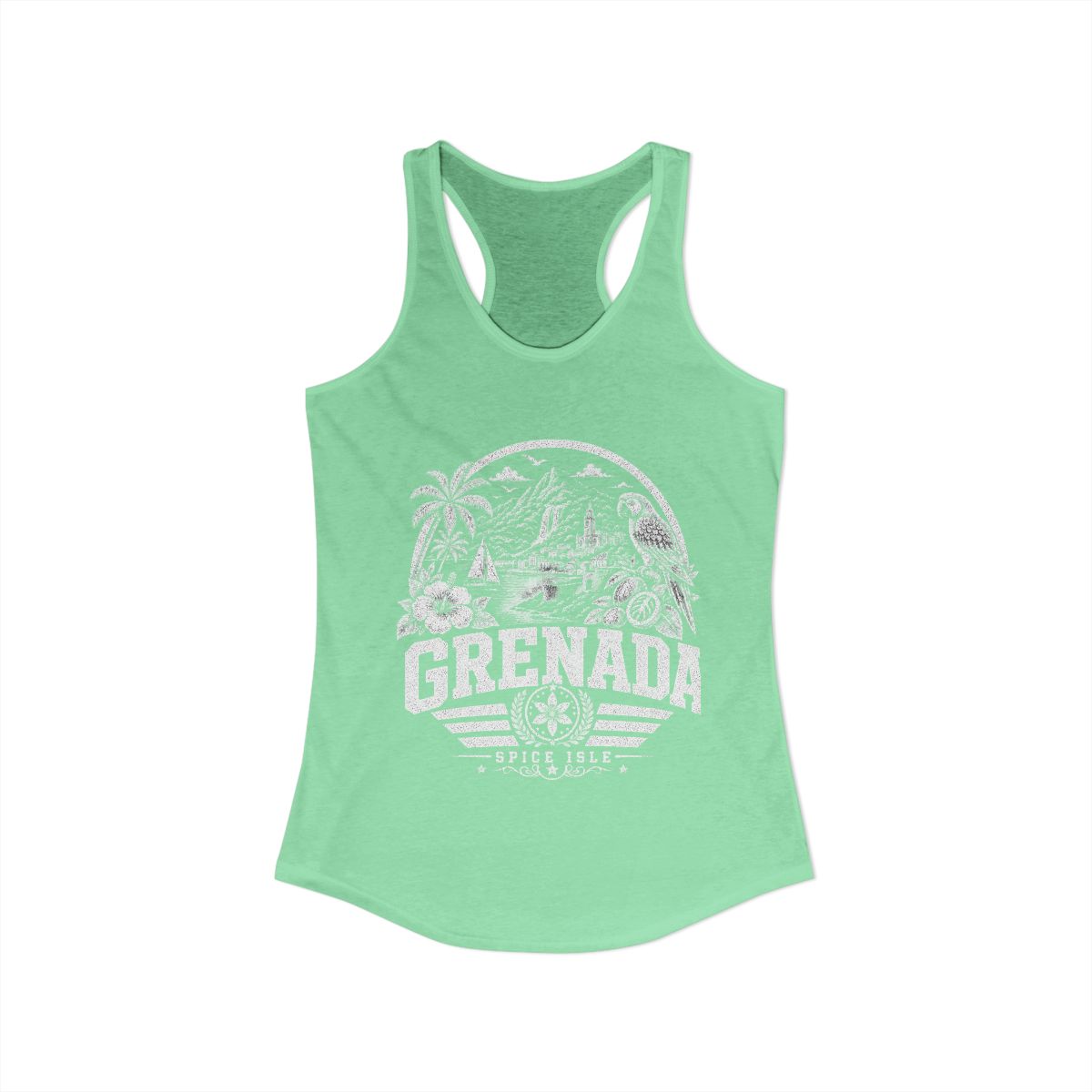 Grenada vintage landmarks tank top — iconic landmark design | Nameshi Destinations (view 6)