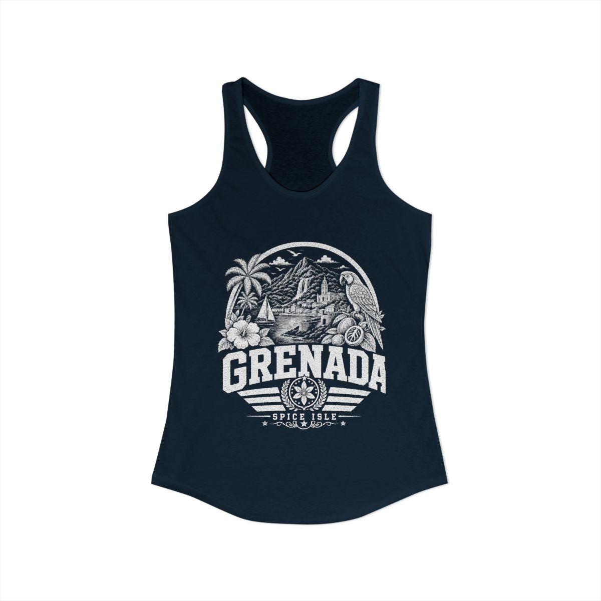 Grenada vintage landmarks tank top — iconic landmark design | Nameshi Destinations (view 11)