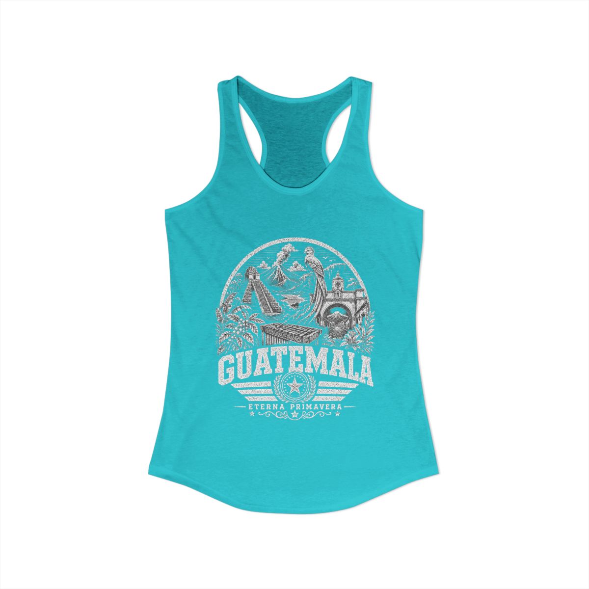 Guatemala Women's Tank Top — Solid Tahiti Blue (front)