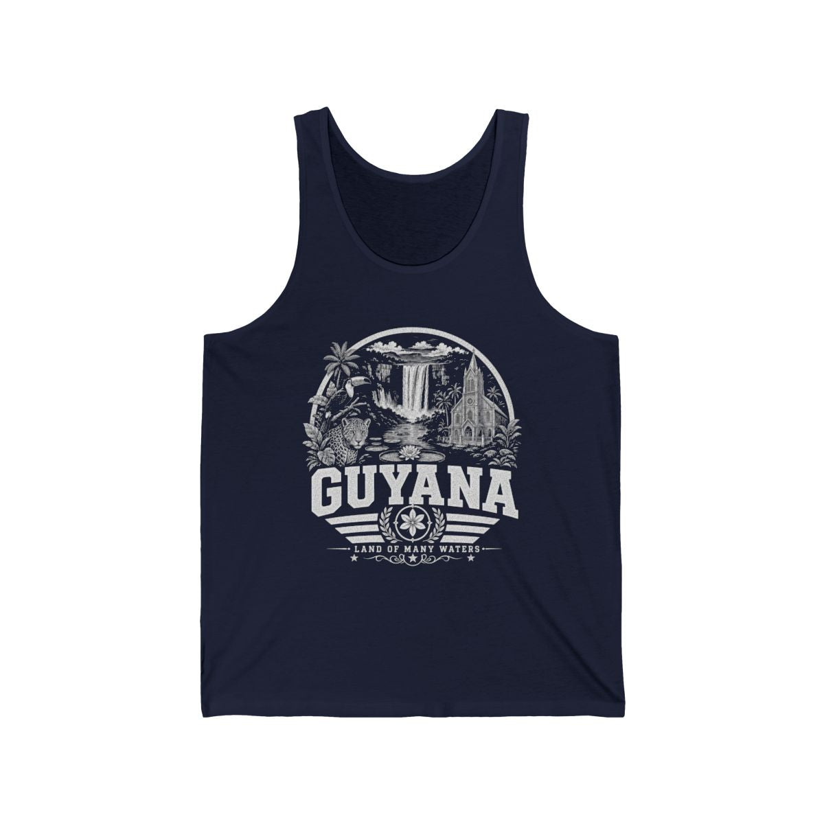 Guyana vintage landmarks men's tee — iconic landmark design | Nameshi Destinations (view 7)