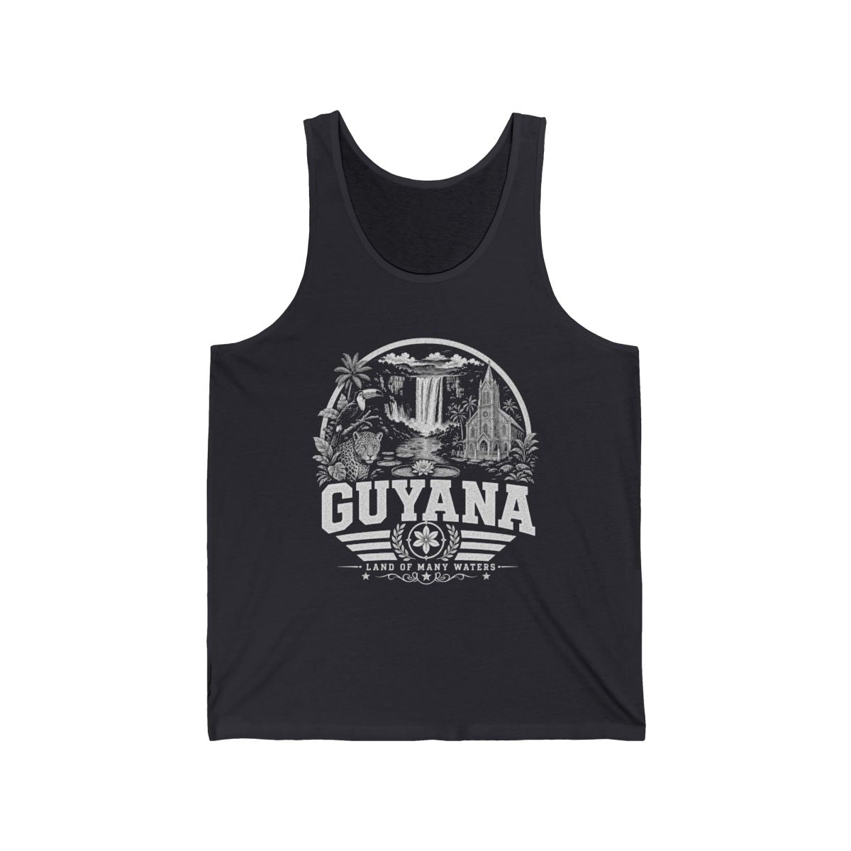 Guyana vintage landmarks men's tee — iconic landmark design | Nameshi Destinations (view 2)