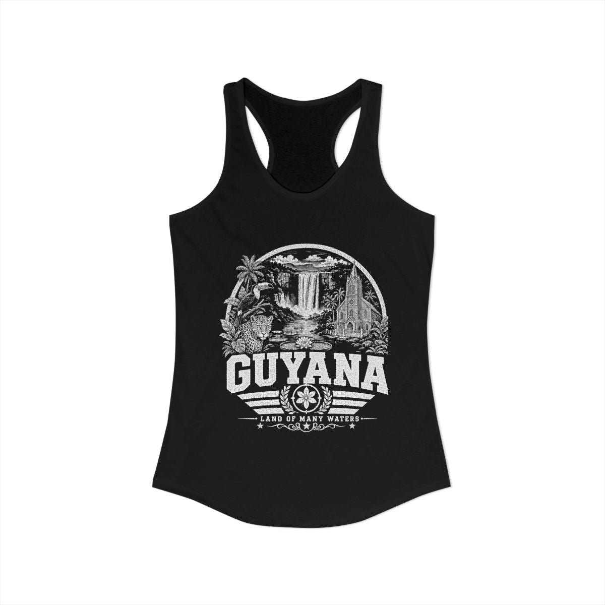 Guyana vintage landmarks tank top — iconic landmark design | Nameshi Destinations (view 2)