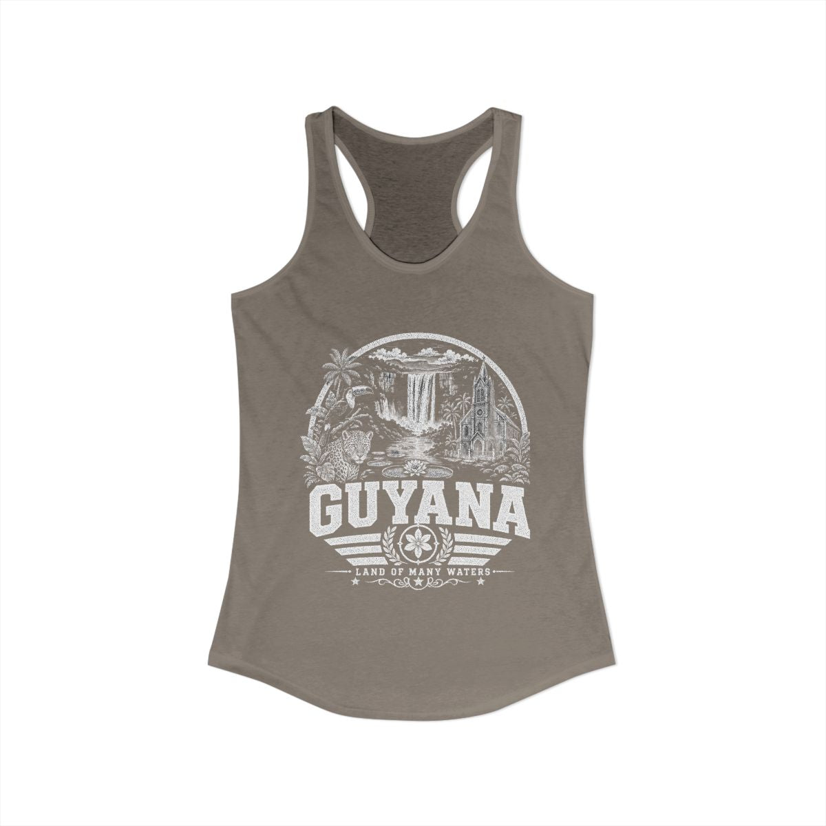 Guyana vintage landmarks tank top — iconic landmark design | Nameshi Destinations (view 4)