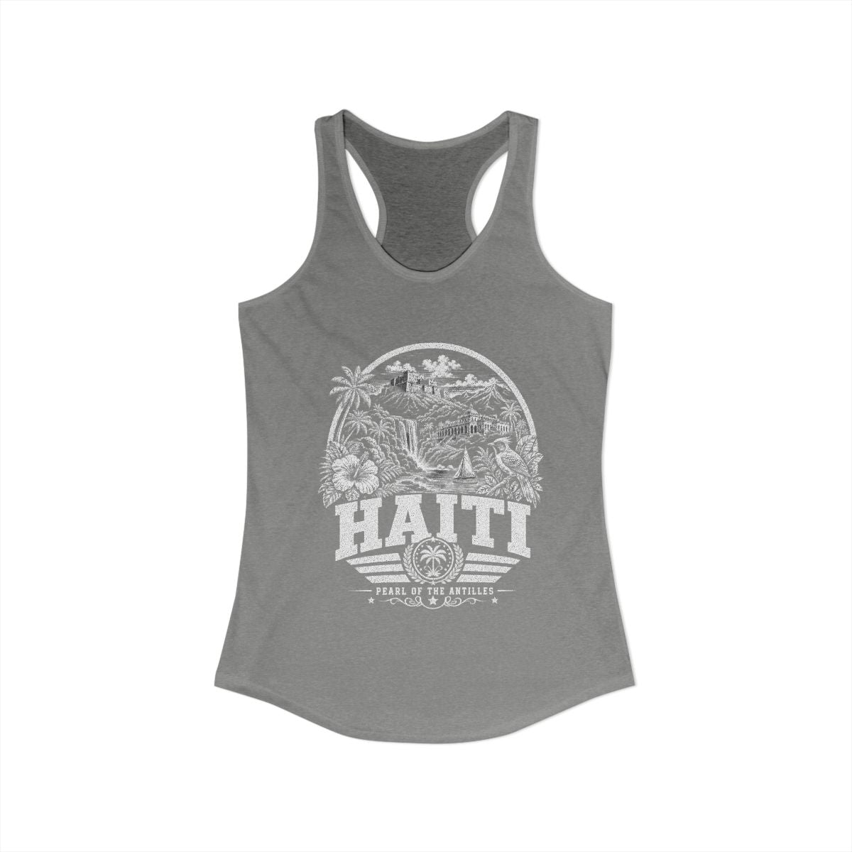 Haiti vintage landmarks tank top — iconic landmark design | Nameshi Destinations (view 3)