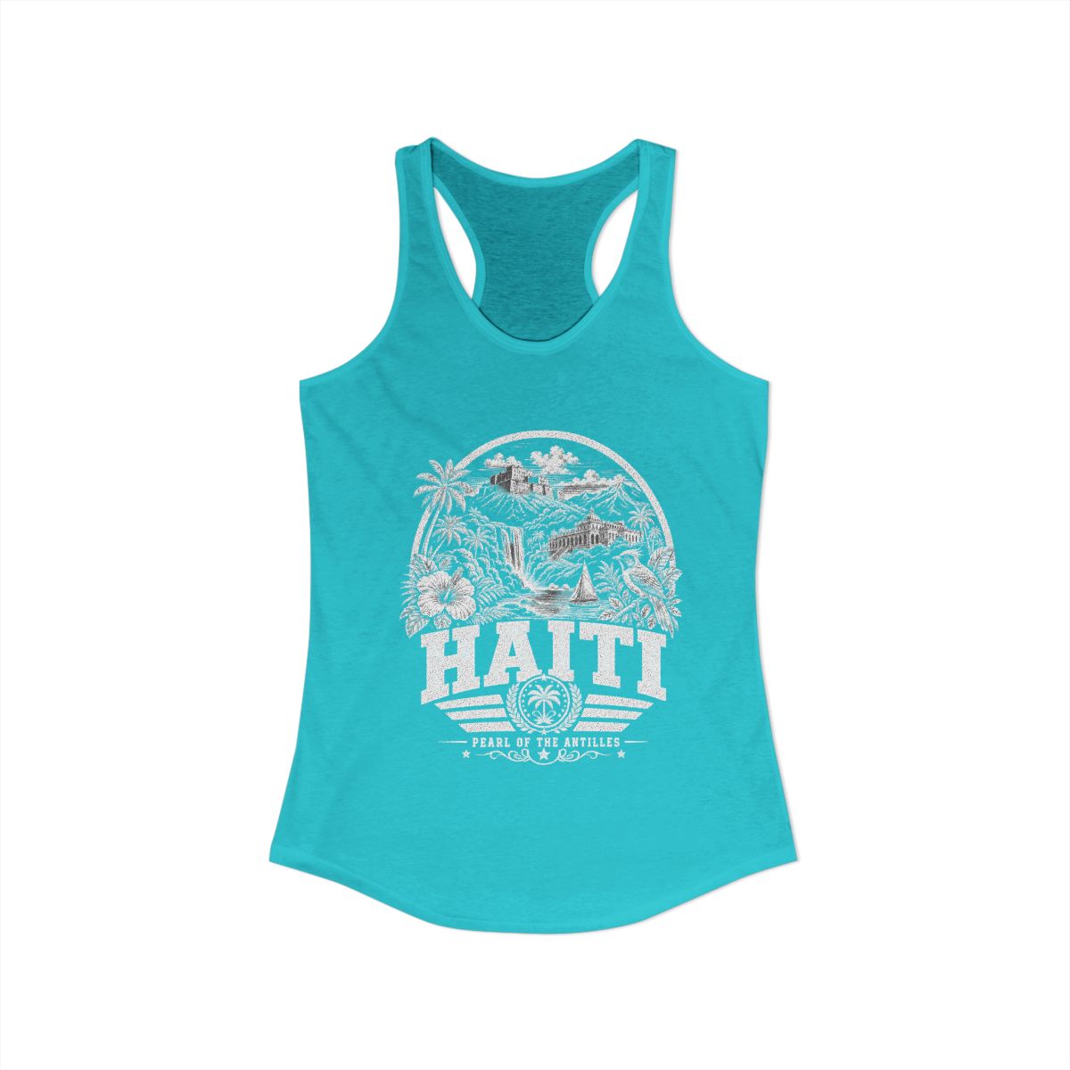 Haiti Women's Tank Top — Solid Tahiti Blue (front)