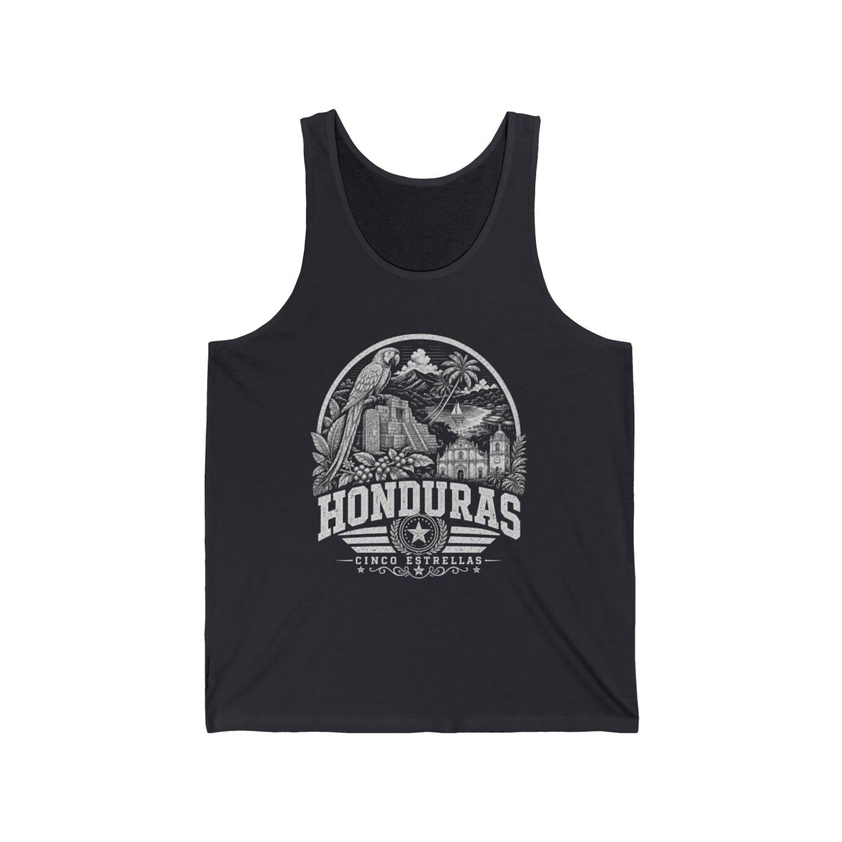 Honduras vintage landmarks men's tee — iconic landmark design | Nameshi Destinations (view 2)