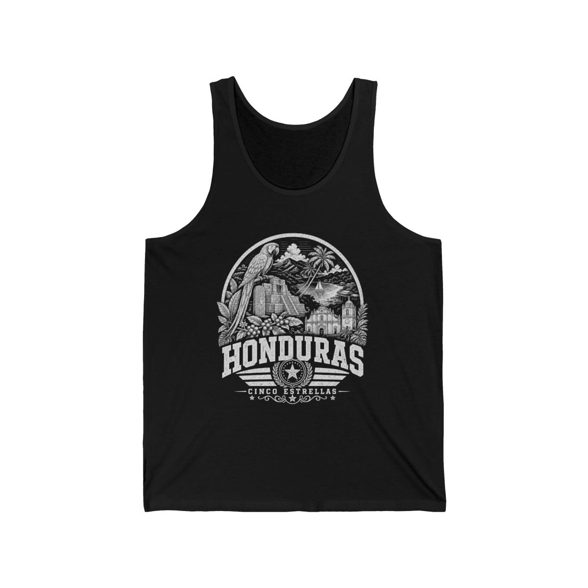 Honduras vintage landmarks men's tee — iconic landmark design | Nameshi Destinations (view 1)