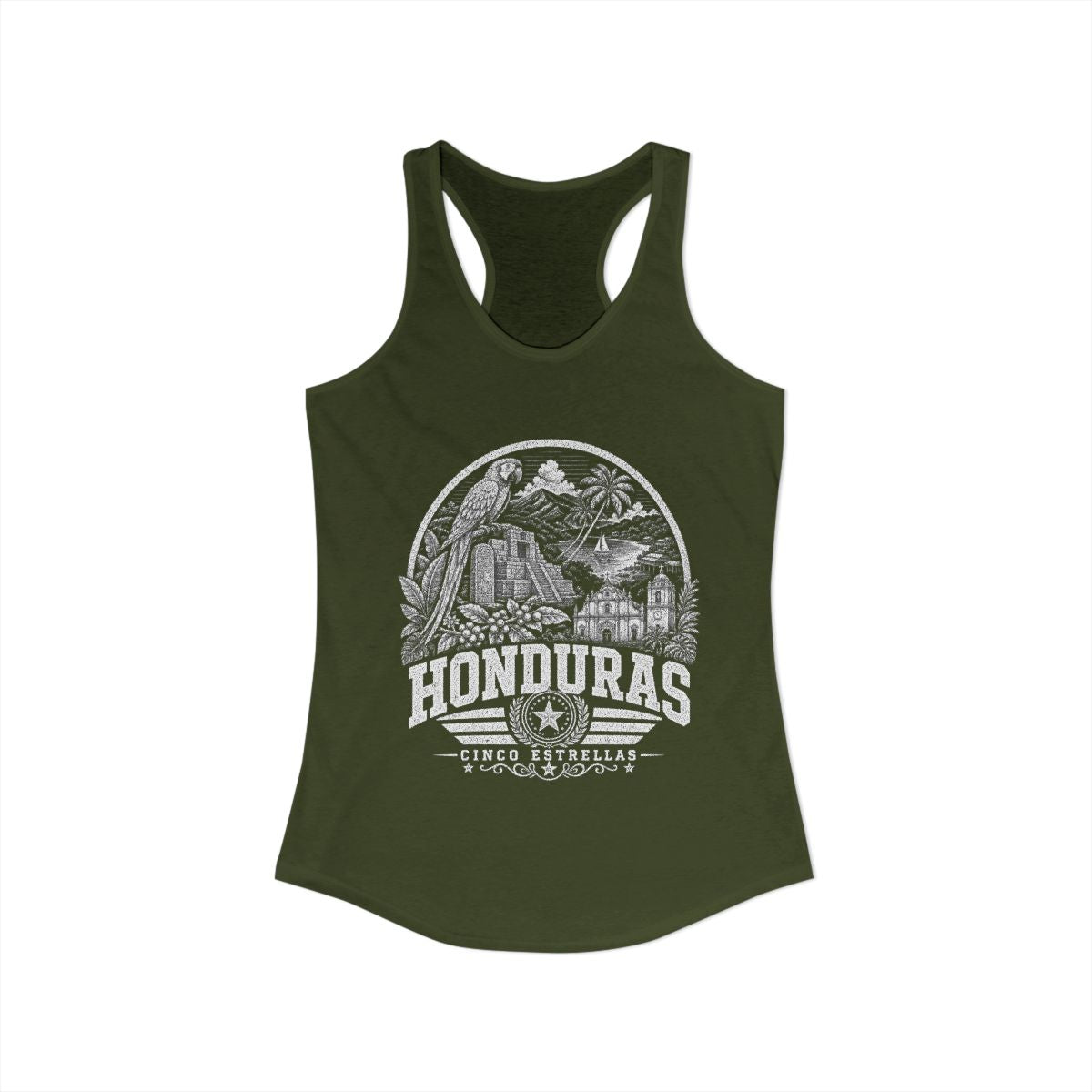 Honduras vintage landmarks tank top — iconic landmark design | Nameshi Destinations (view 5)