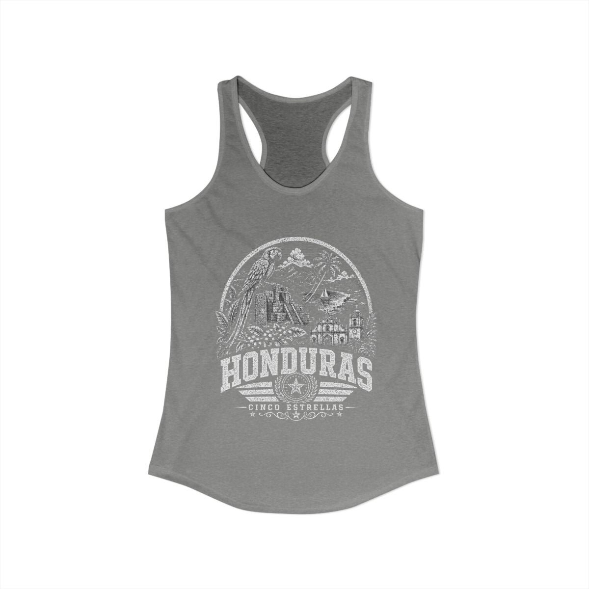 Honduras vintage landmarks tank top — iconic landmark design | Nameshi Destinations (view 3)