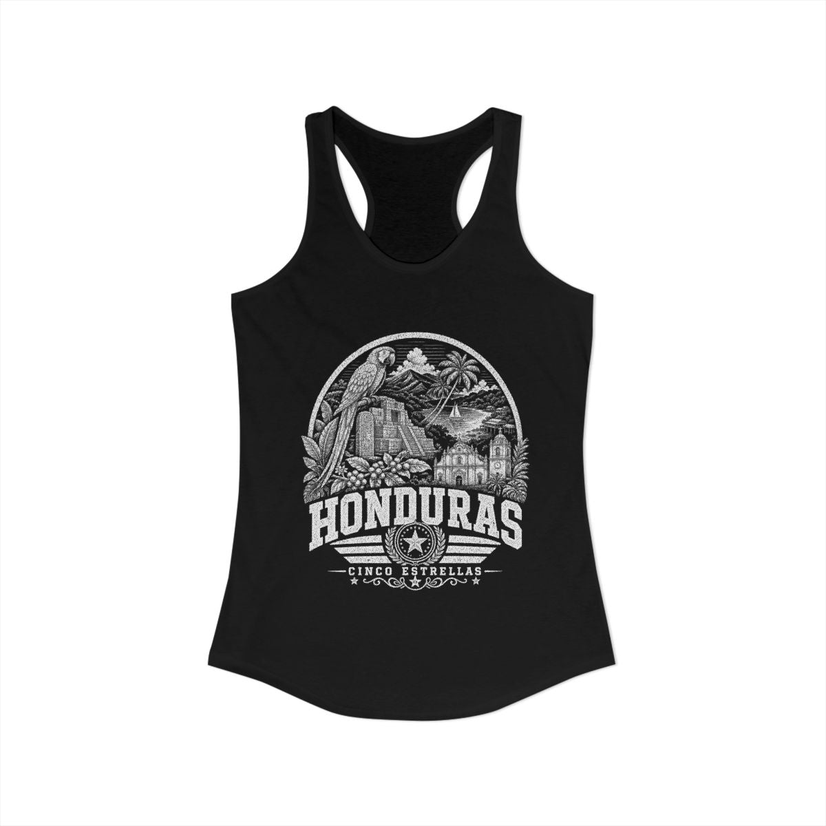 Honduras vintage landmarks tank top — iconic landmark design | Nameshi Destinations (view 2)