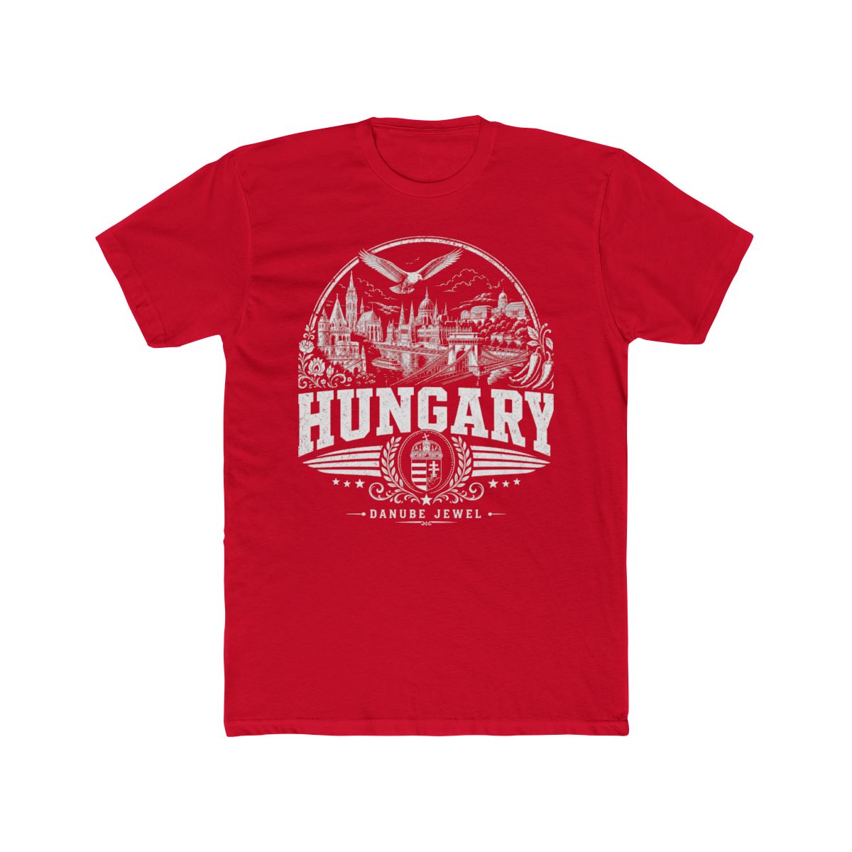 Hungary Men's Tee — Solid Red