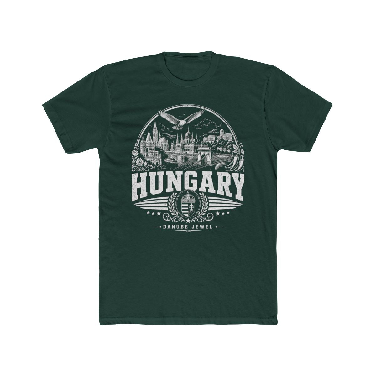 Hungary Men's Tee — Solid Forest Green