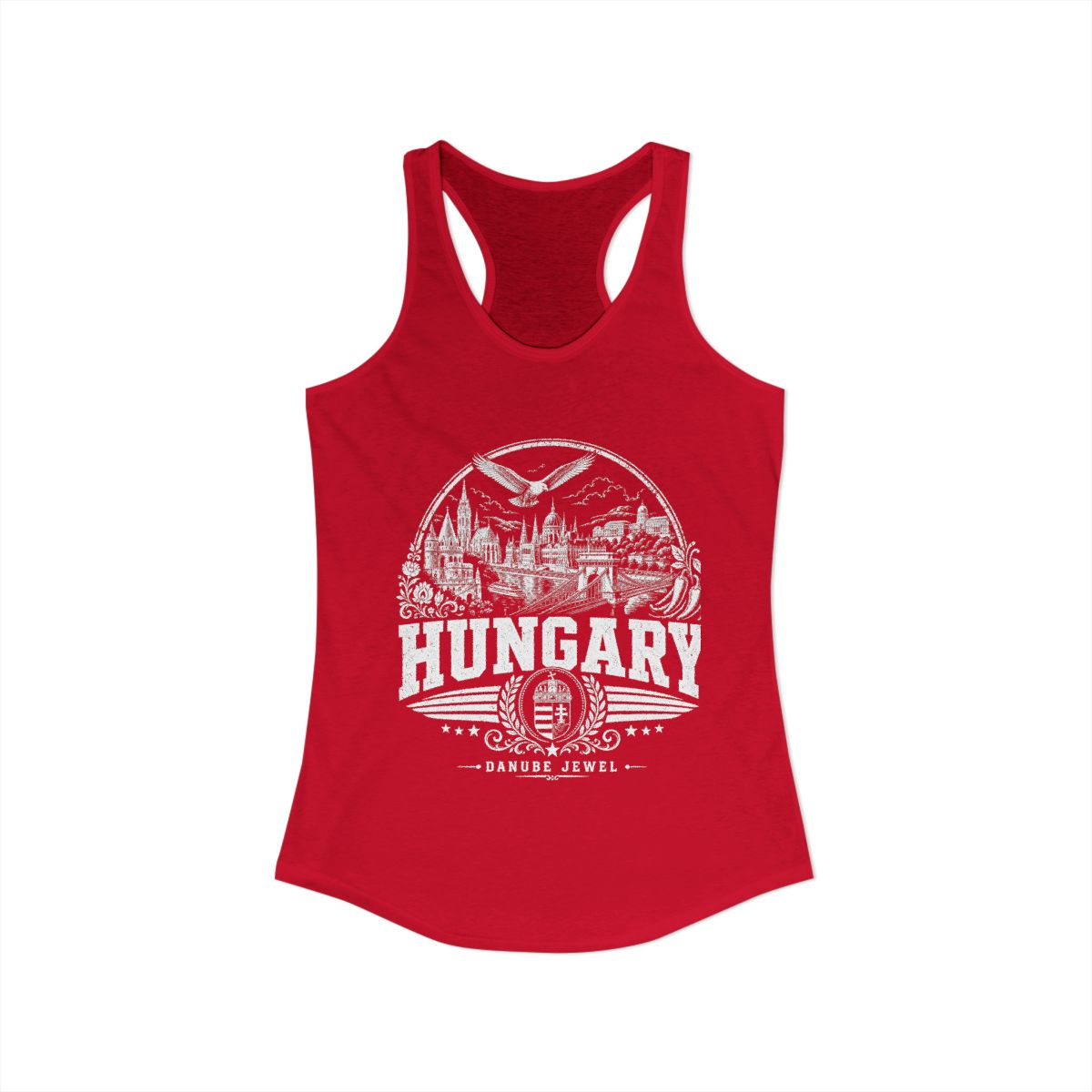Hungary Women's Tank Top — Solid Red (front)