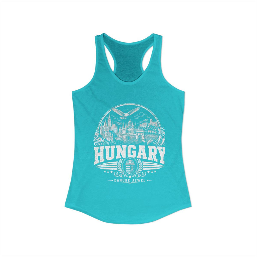 Hungary Women's Tank Top — Solid Tahiti Blue (front)