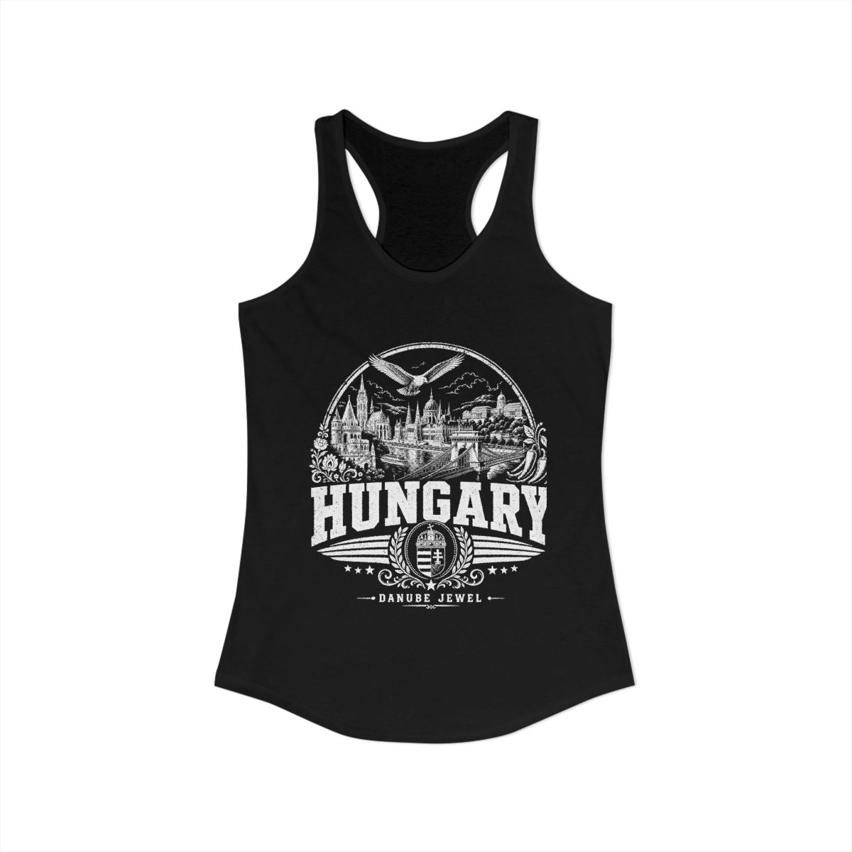 Hungary Women's Tank Top — Solid Black (front)