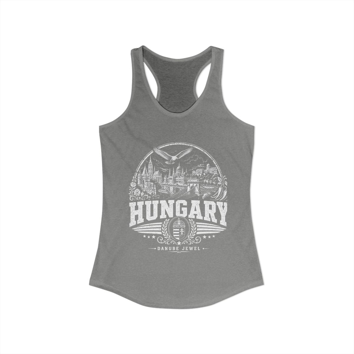 Hungary Women's Tank Top — Heather Grey (front)