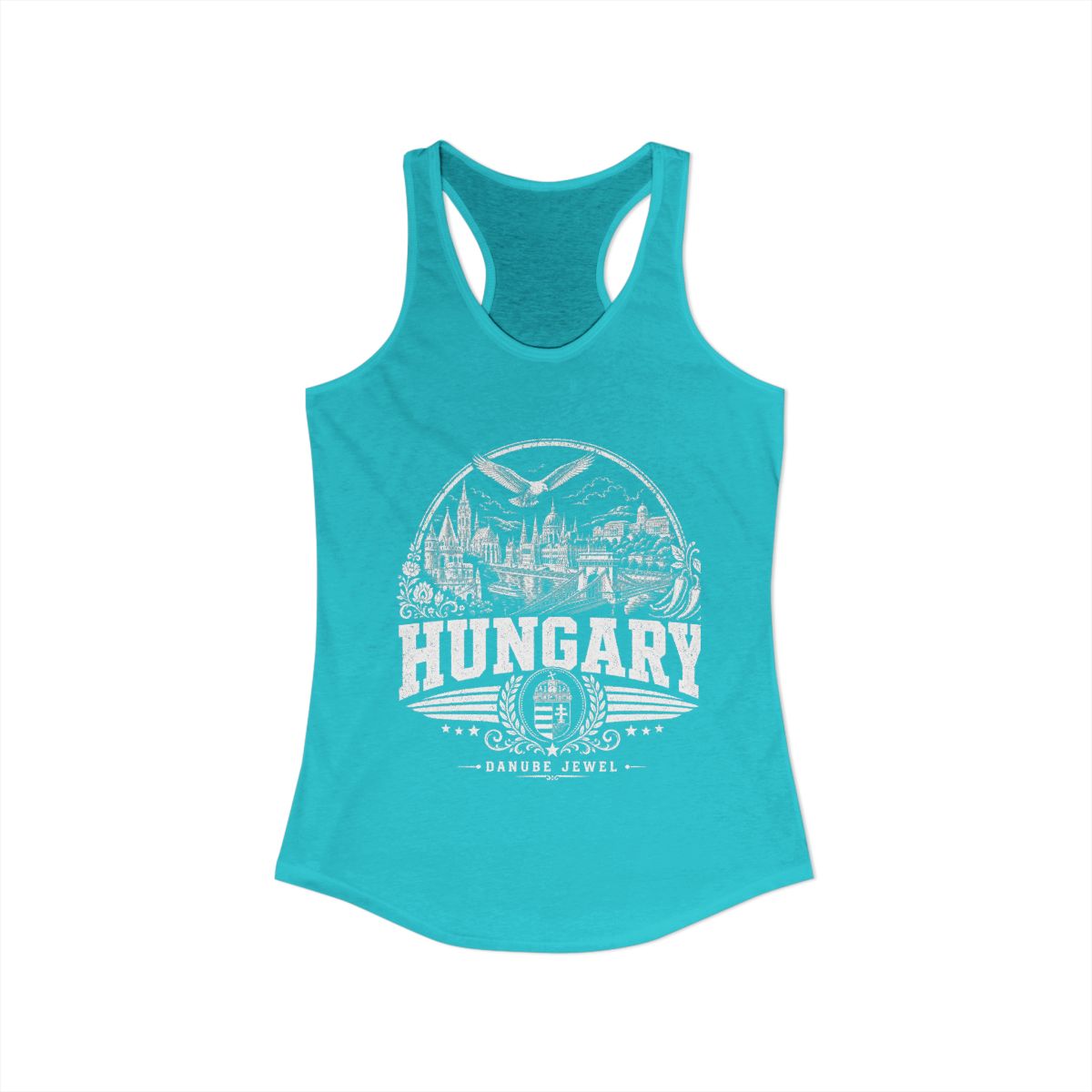 Hungary Women's Tank Top — Solid Tahiti Blue (front)