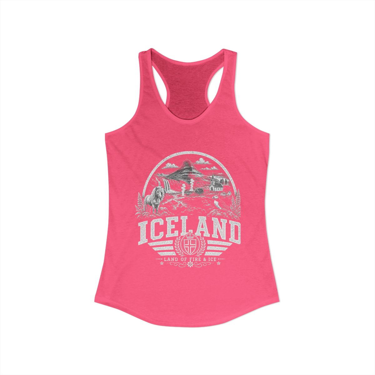 Iceland Women's Tank Top — Solid Hot Pink (front)