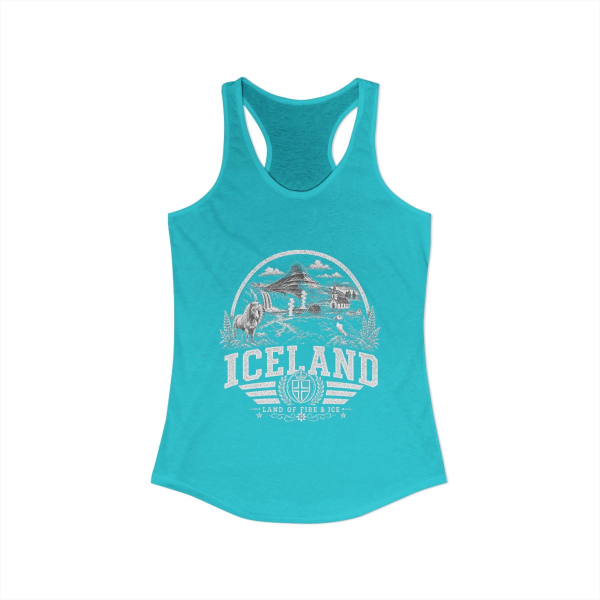 Iceland Women's Tank Top — Solid Tahiti Blue (front)