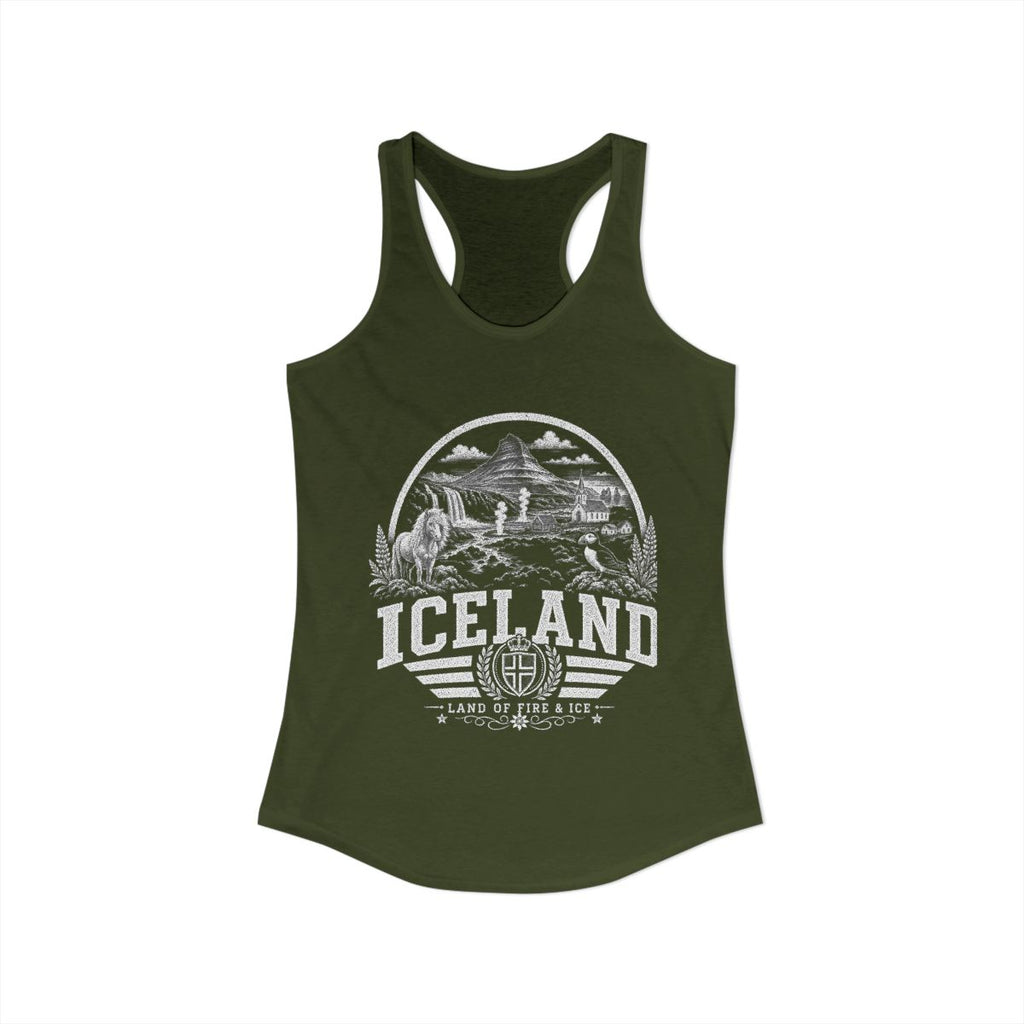 Iceland Women's Tank Top — Solid Military Green (front)