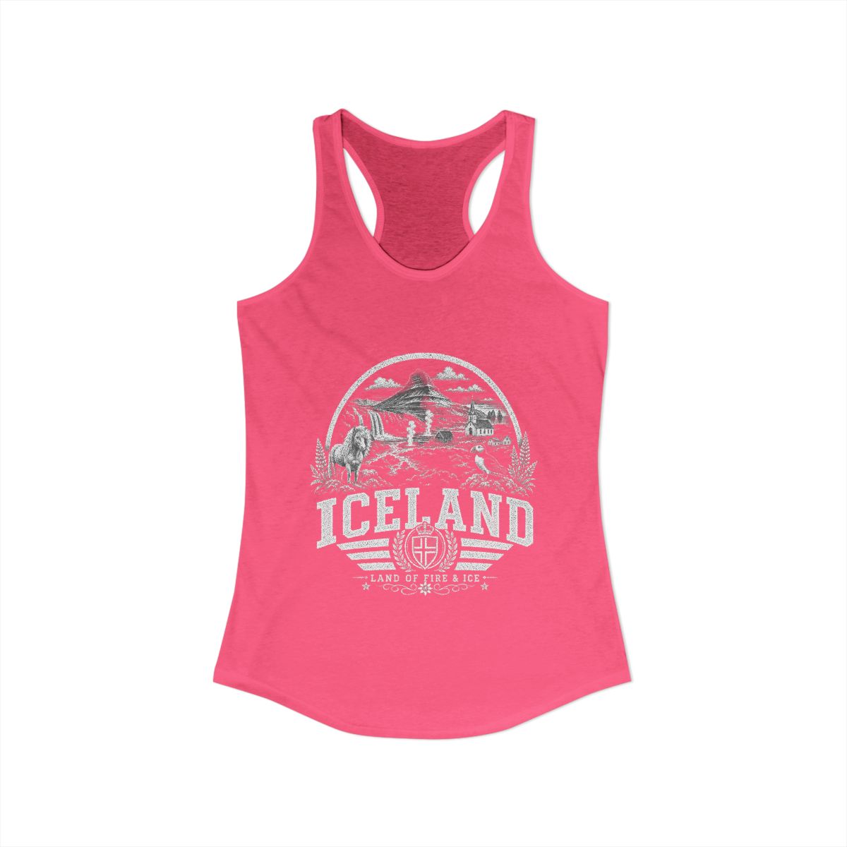 Iceland Women's Tank Top — Solid Hot Pink (front)