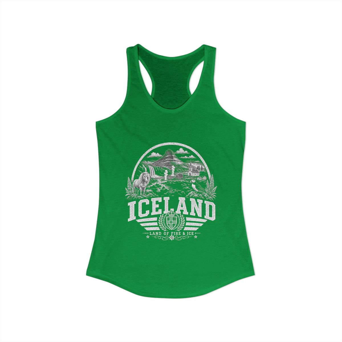 Iceland Women's Tank Top — Solid Kelly Green (front)