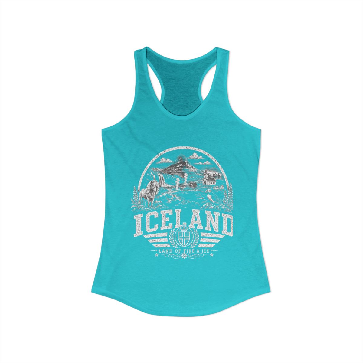 Iceland Women's Tank Top — Solid Tahiti Blue (front)