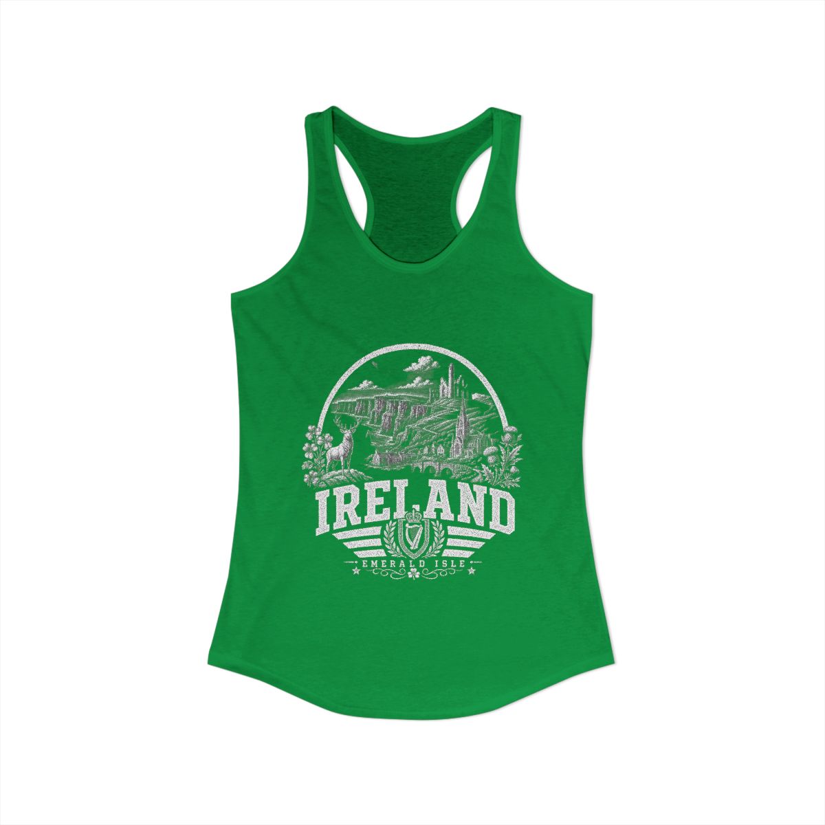 Ireland Women's Tank Top — Solid Kelly Green (front)