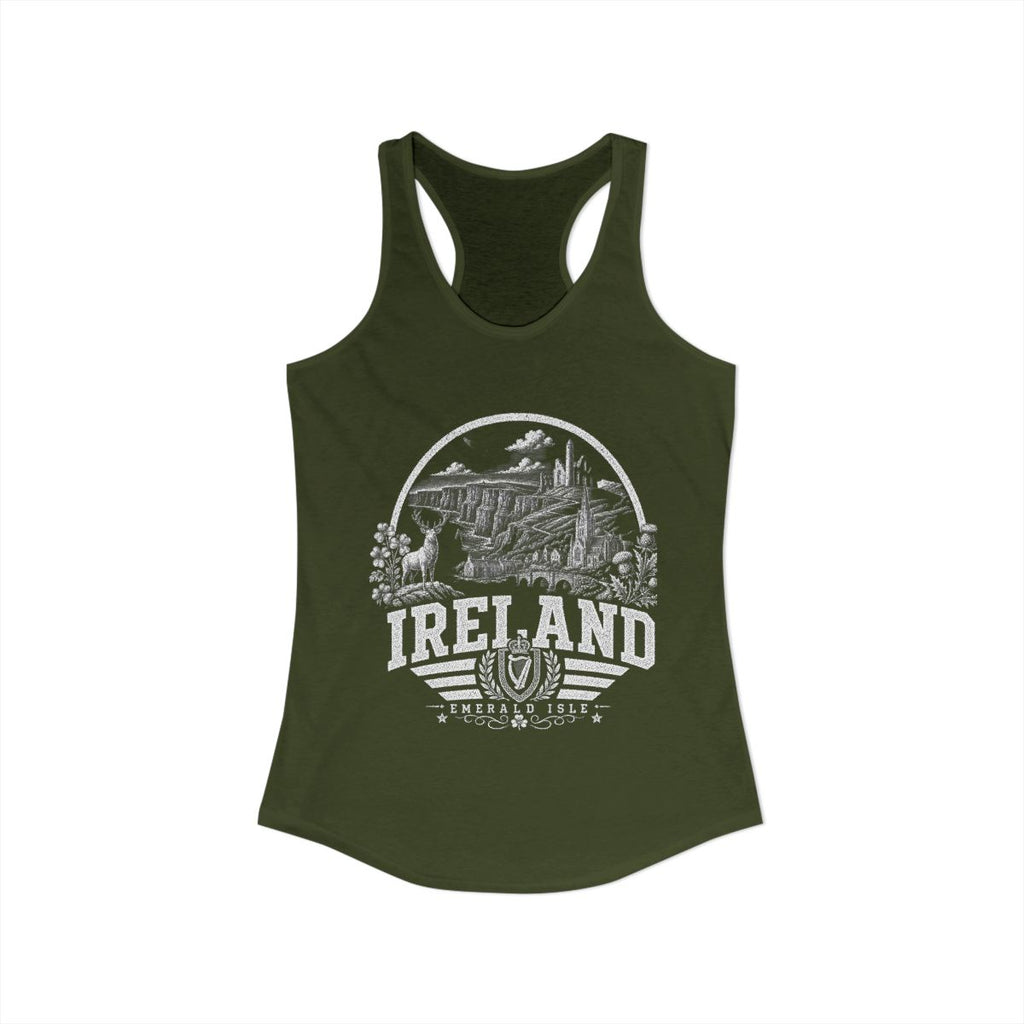 Ireland Women's Tank Top — Solid Military Green (front)