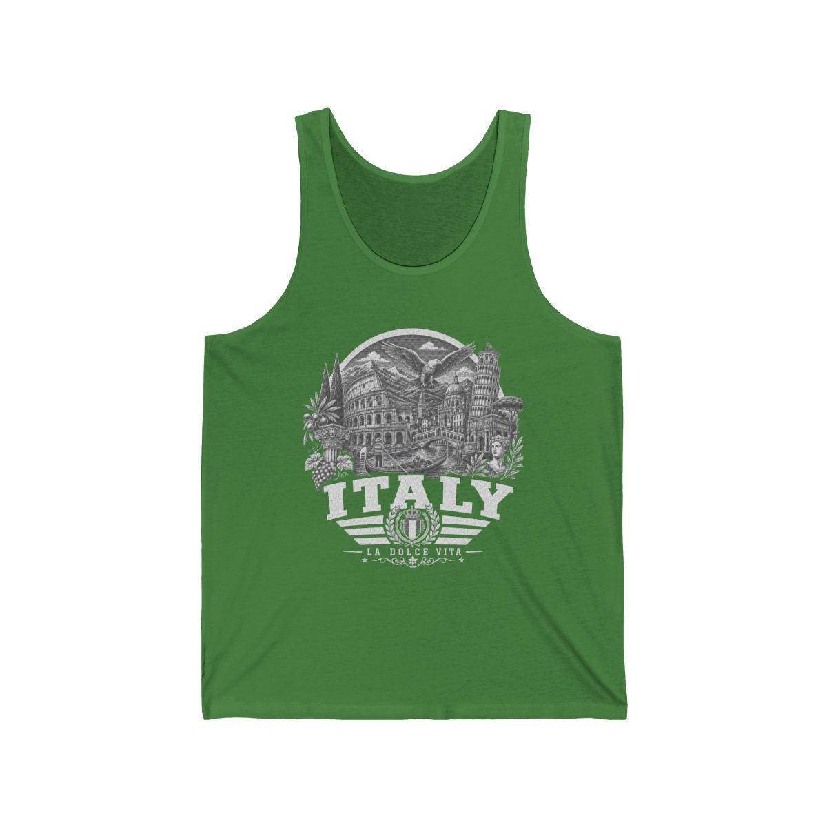 Italy vintage landmarks men's tee — iconic landmark design | Nameshi Destinations (view 3)