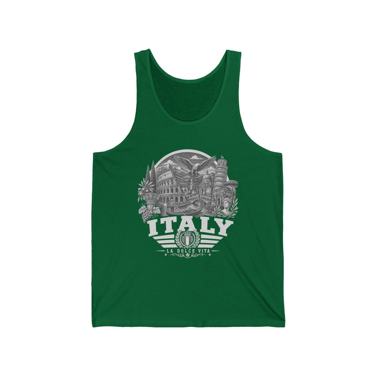 Italy vintage landmarks men's tee — iconic landmark design | Nameshi Destinations (view 4)