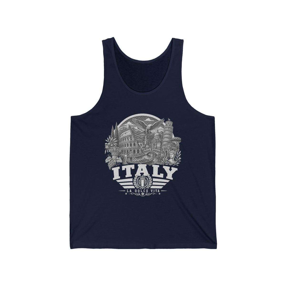 Italy vintage landmarks men's tee — iconic landmark design | Nameshi Destinations (view 7)