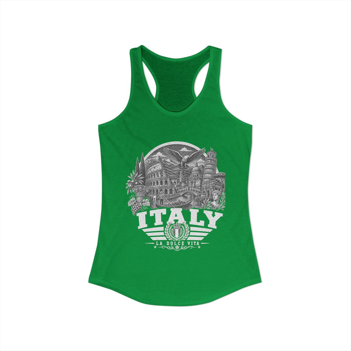 Italy vintage landmarks tank top — iconic landmark design | Nameshi Destinations (view 7)
