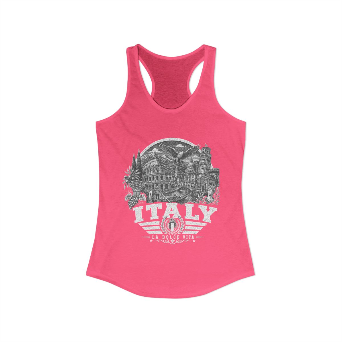 Italy vintage landmarks tank top — iconic landmark design | Nameshi Destinations (view 14)