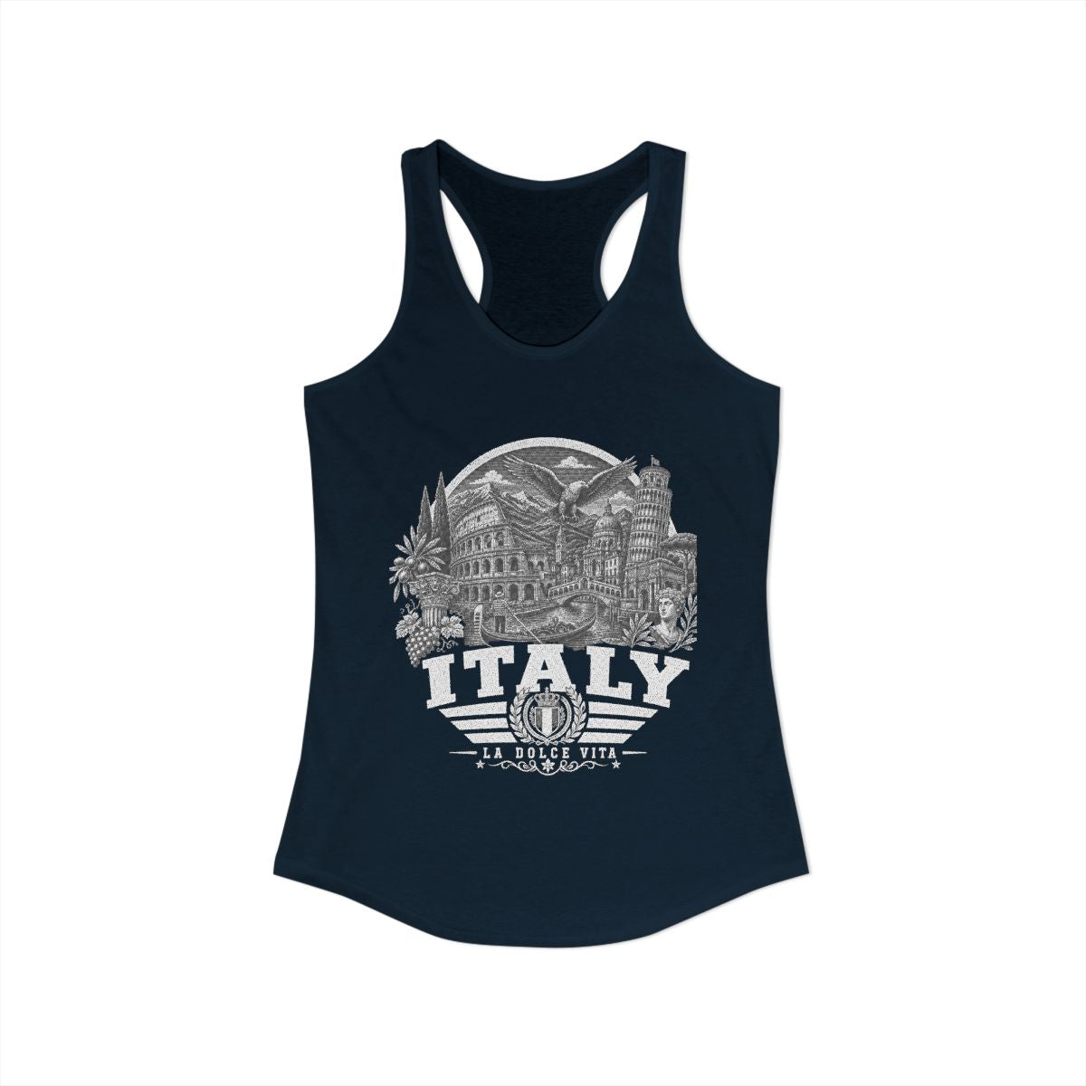 Italy vintage landmarks tank top — iconic landmark design | Nameshi Destinations (view 11)