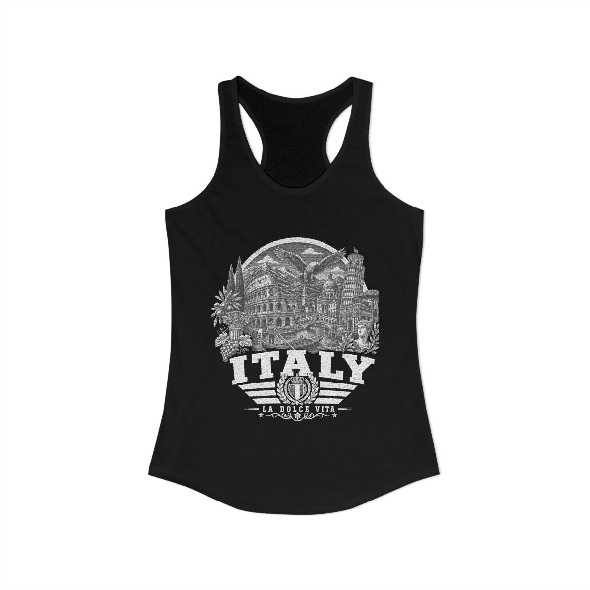 Italy vintage landmarks tank top — iconic landmark design | Nameshi Destinations (view 1)