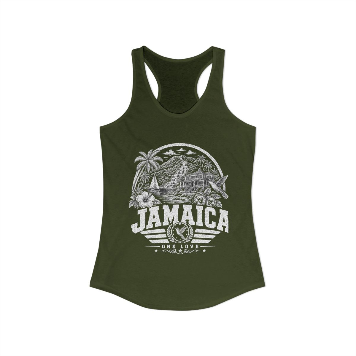 Jamaica vintage landmarks tank top — iconic landmark design | Nameshi Destinations (view 5)