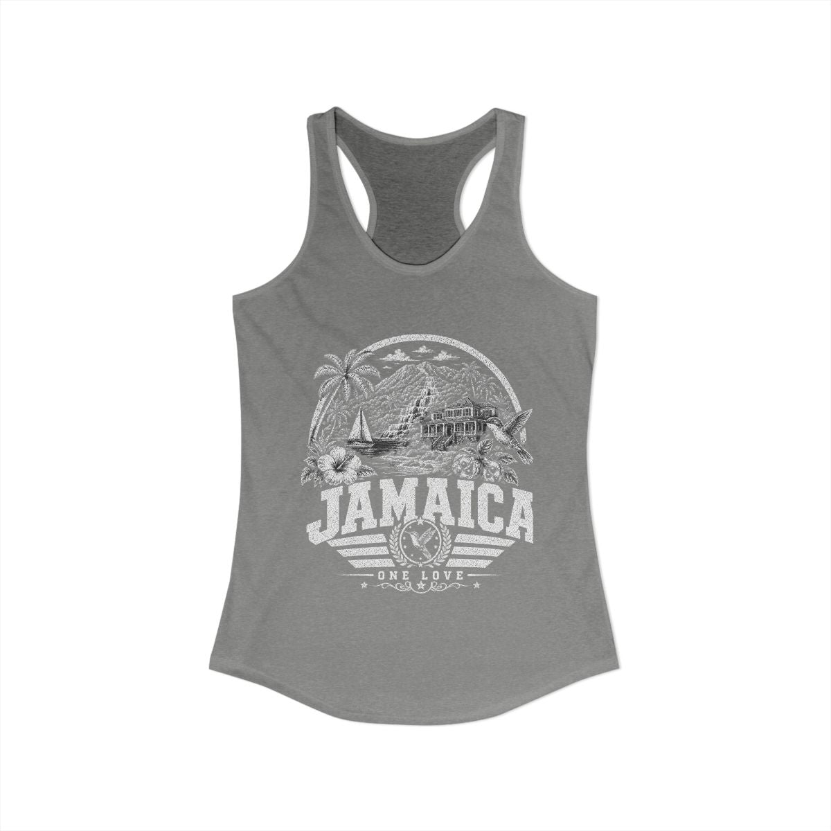 Jamaica vintage landmarks tank top — iconic landmark design | Nameshi Destinations (view 3)