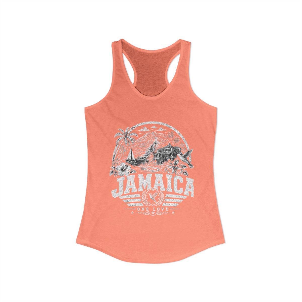 Jamaica vintage landmarks tank top — iconic landmark design | Nameshi Destinations (view 1)