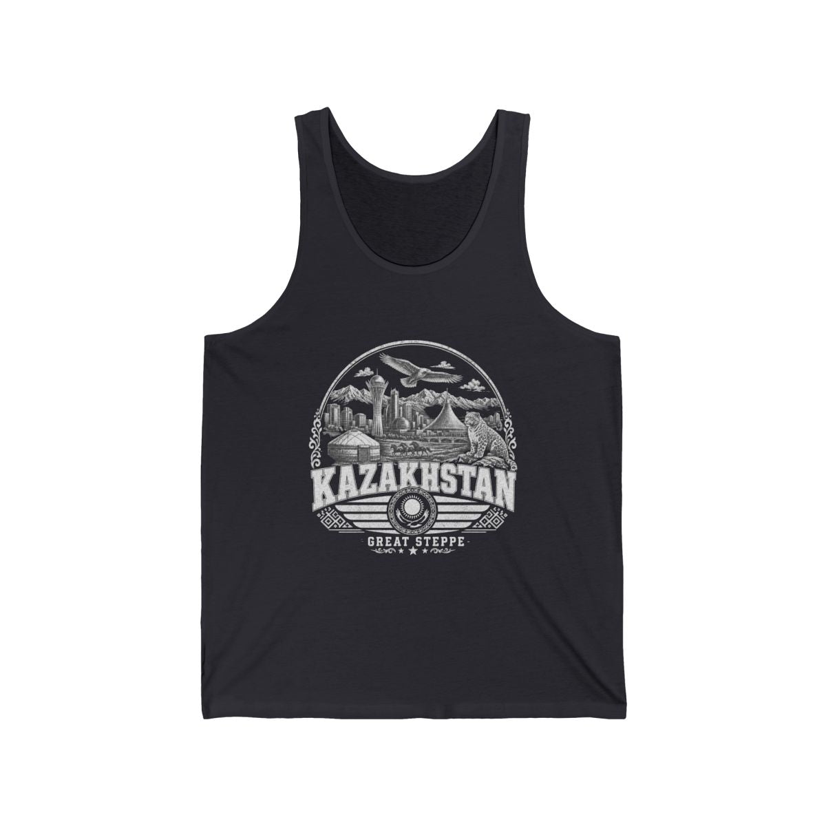 Kazakhstan Men's Tank Top — Dark Grey (front)