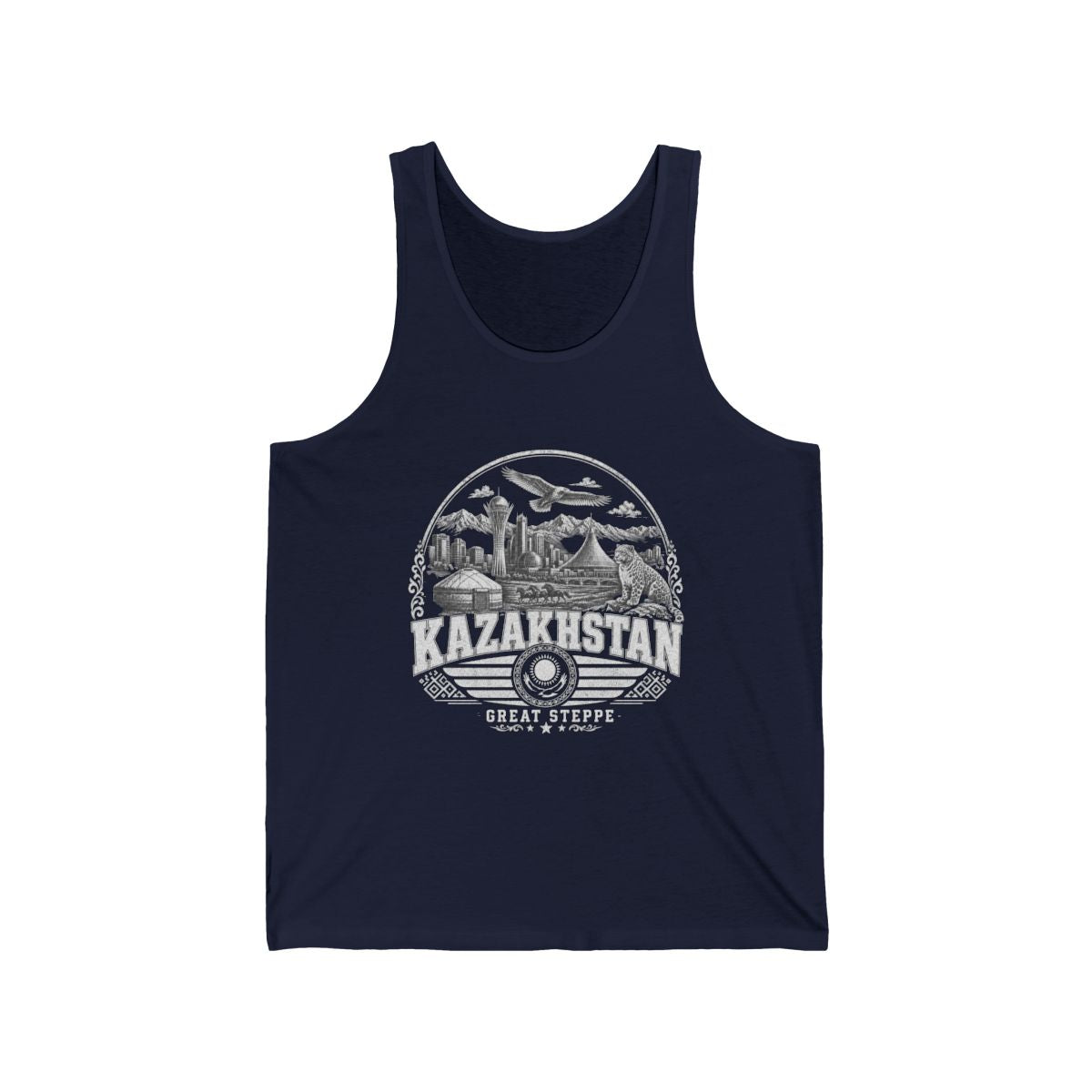 Kazakhstan Men's Tank Top — Navy (front)