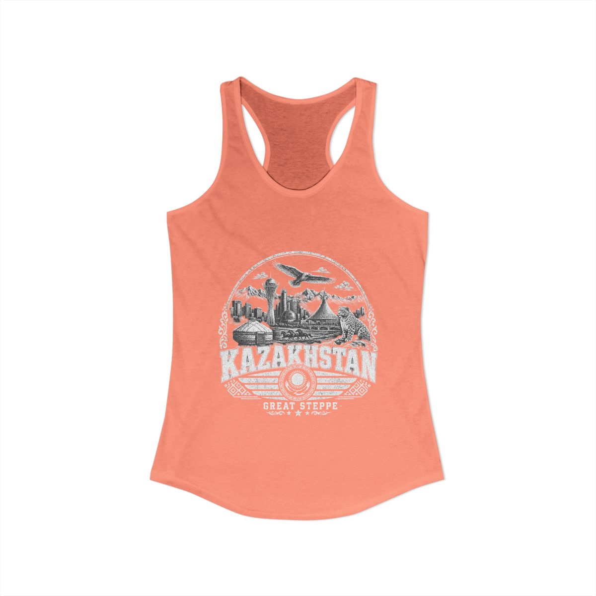 Kazakhstan Women's Tank Top — Solid Light Orange (front)