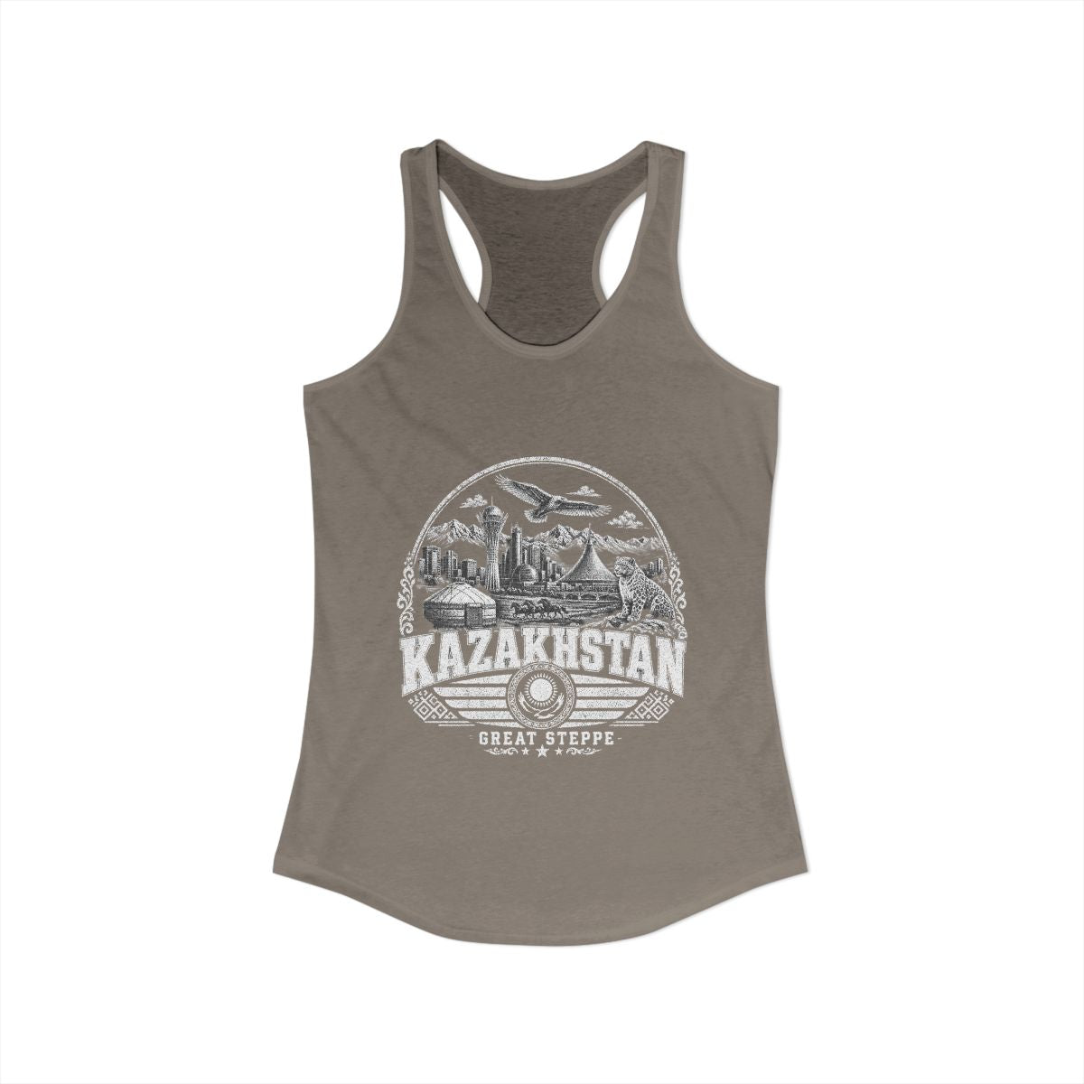 Kazakhstan Women's Tank Top — Solid Warm Gray (front)