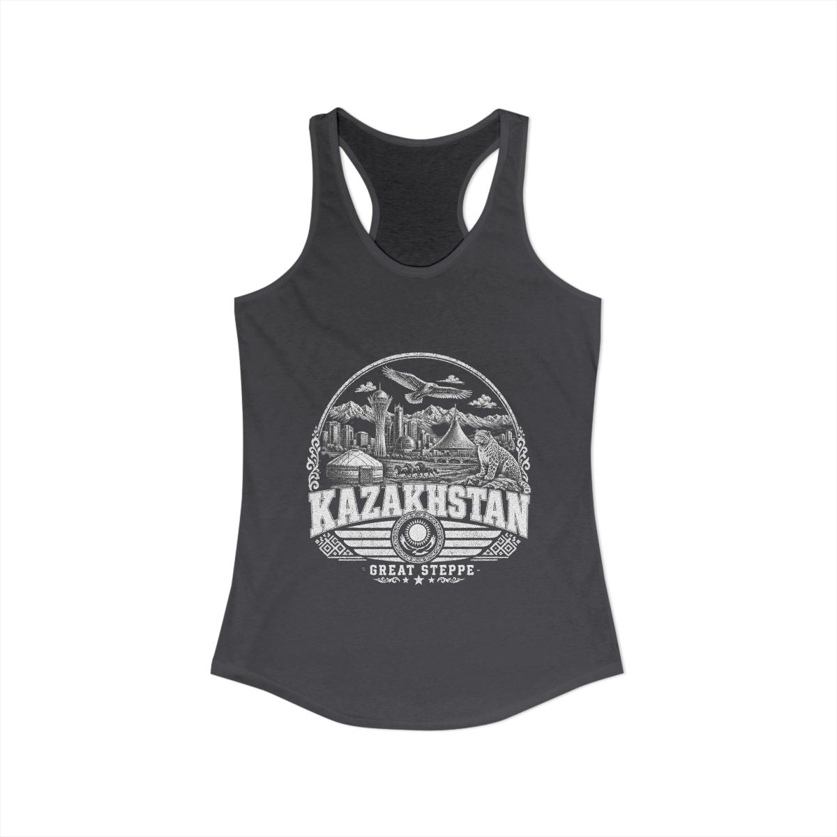 Kazakhstan Women's Tank Top — Solid Dark Gray (front)