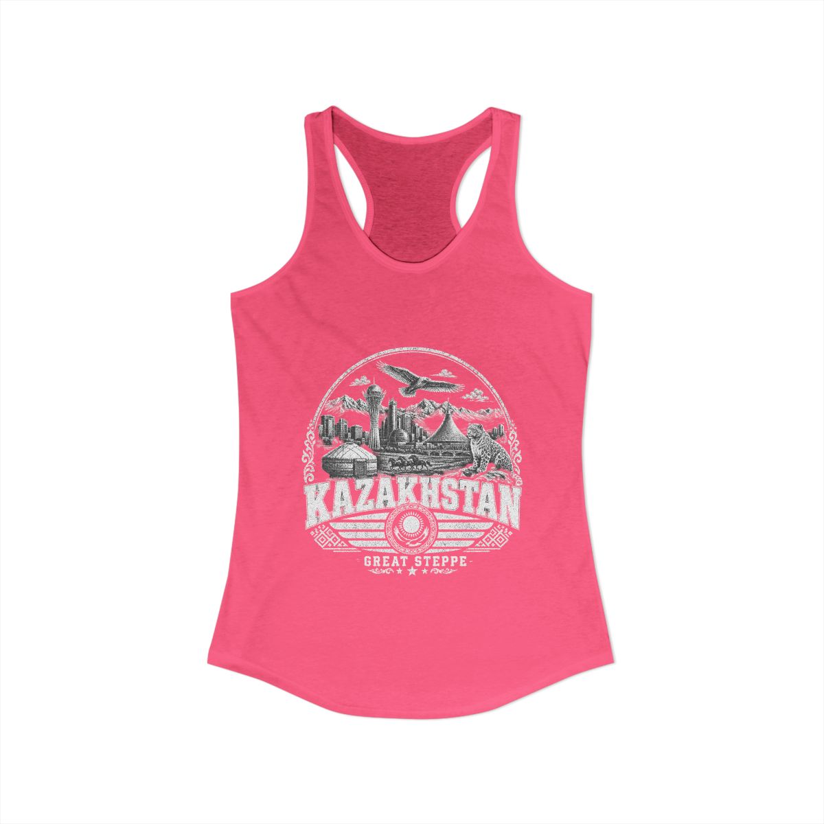 Kazakhstan Women's Tank Top — Solid Hot Pink (front)