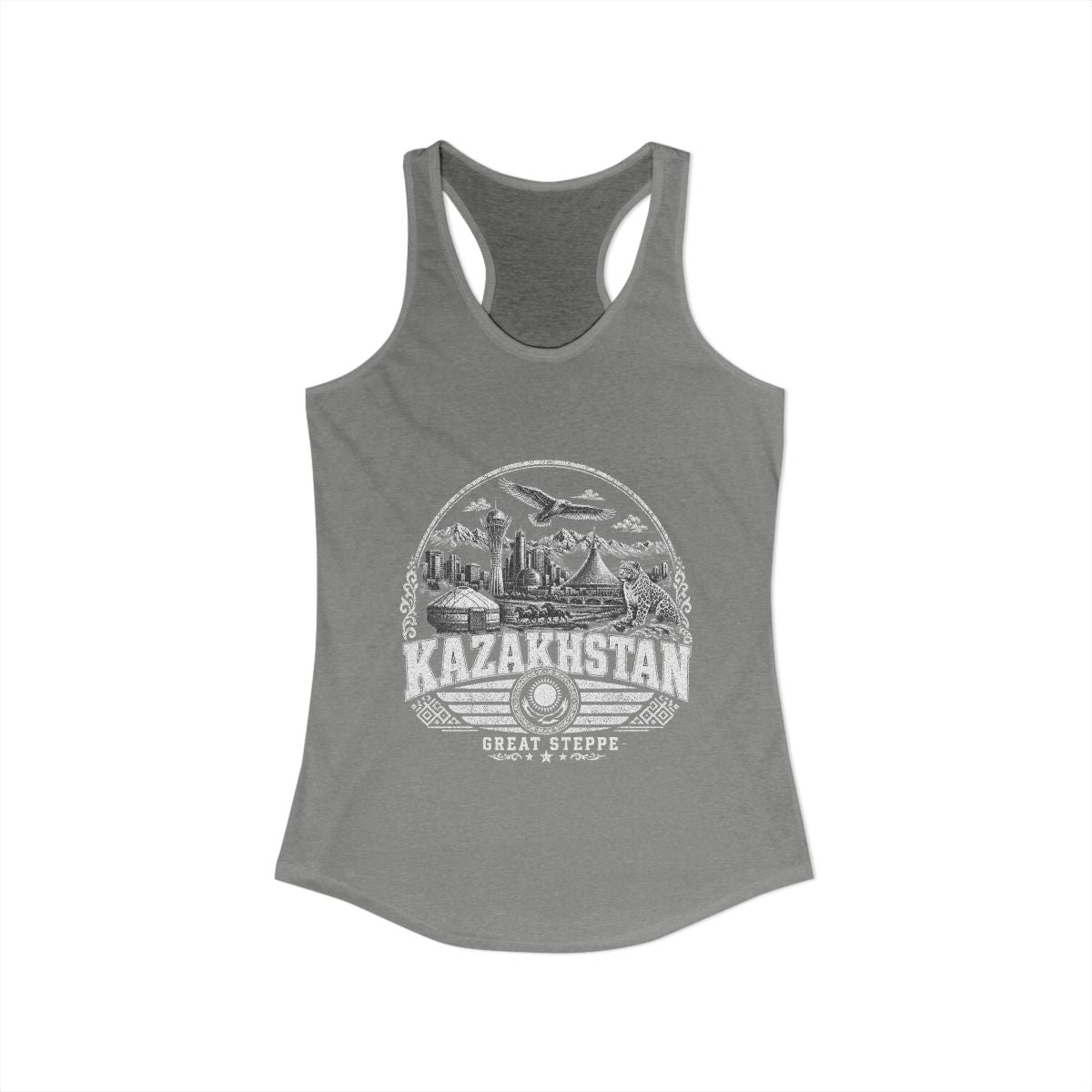 Kazakhstan Women's Tank Top — Heather Grey (front)